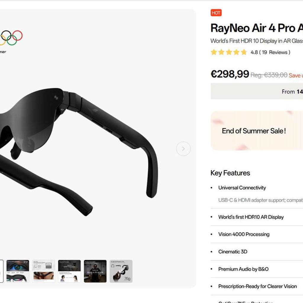 RayNeo Air 4 Pro AR Glasses