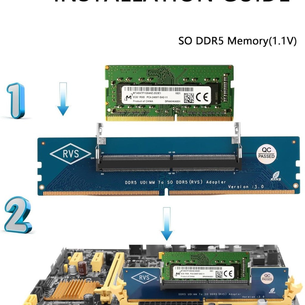 DDR5 DIMM to SODIMM адаптер