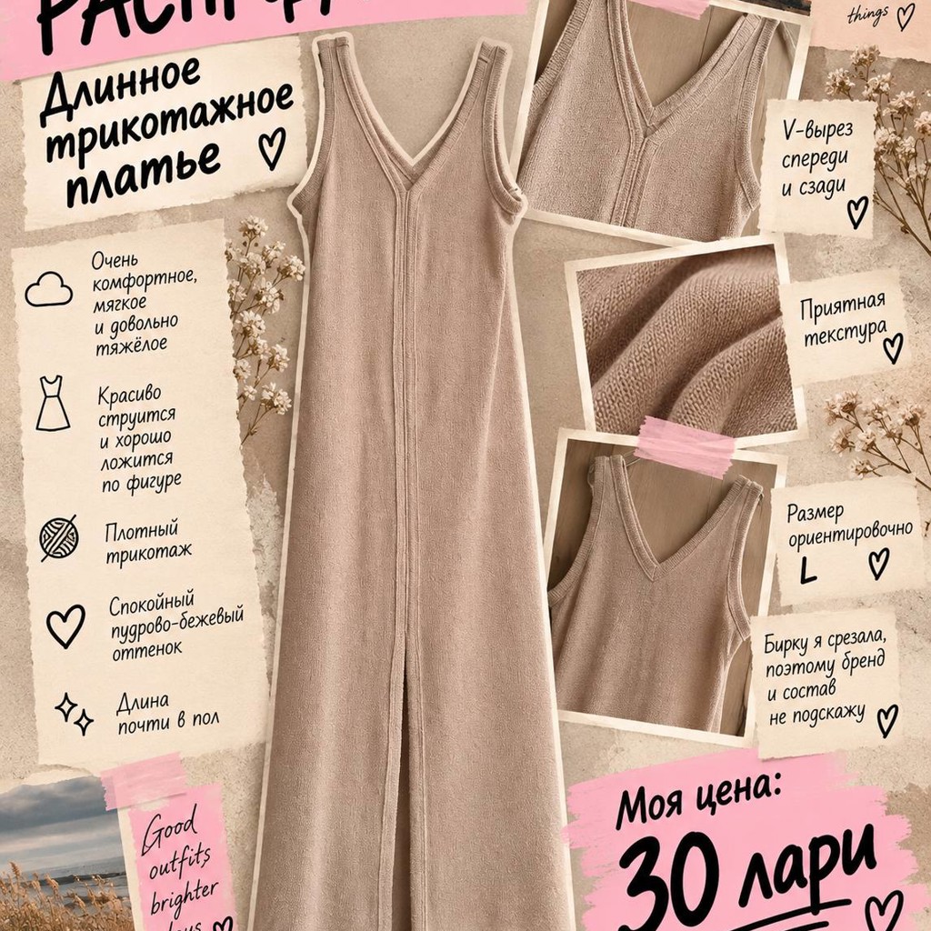 Длинное трикотажное платье