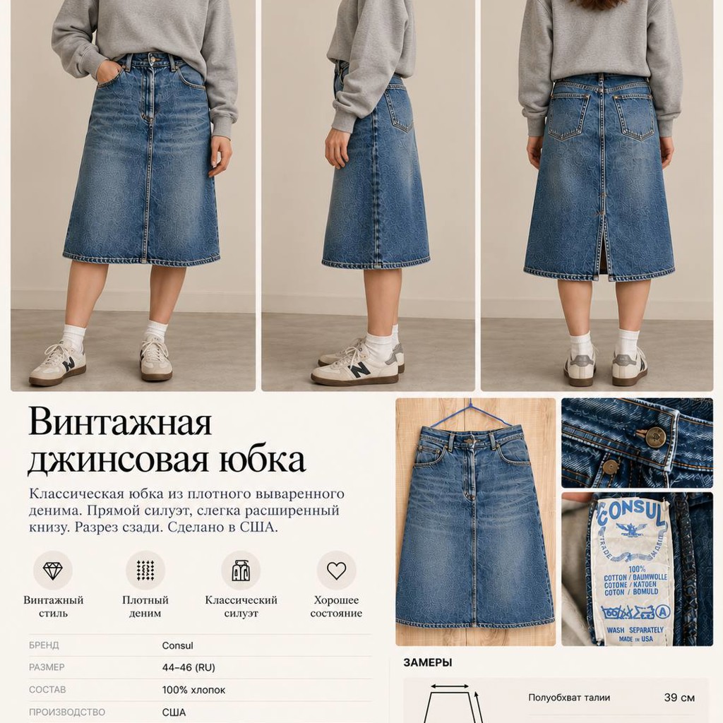 Винтажная джинсовая юбка