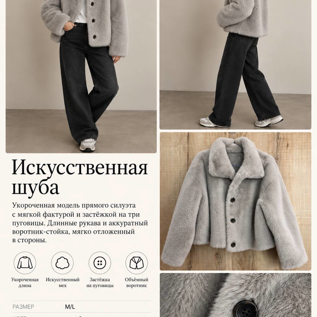 Укороченная шуба из искусственного меха