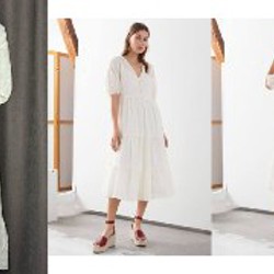 Оранжевое льняное миди-платье - фото 1