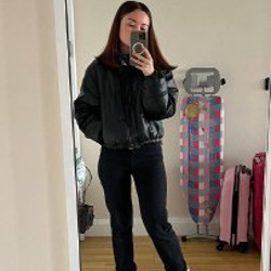 Кожаный пуховик Zara - фото 3