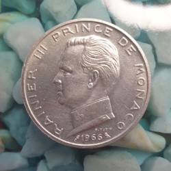 Монета: серебряные 5 монегасских франков «Ренье III» (1966) - фото 2