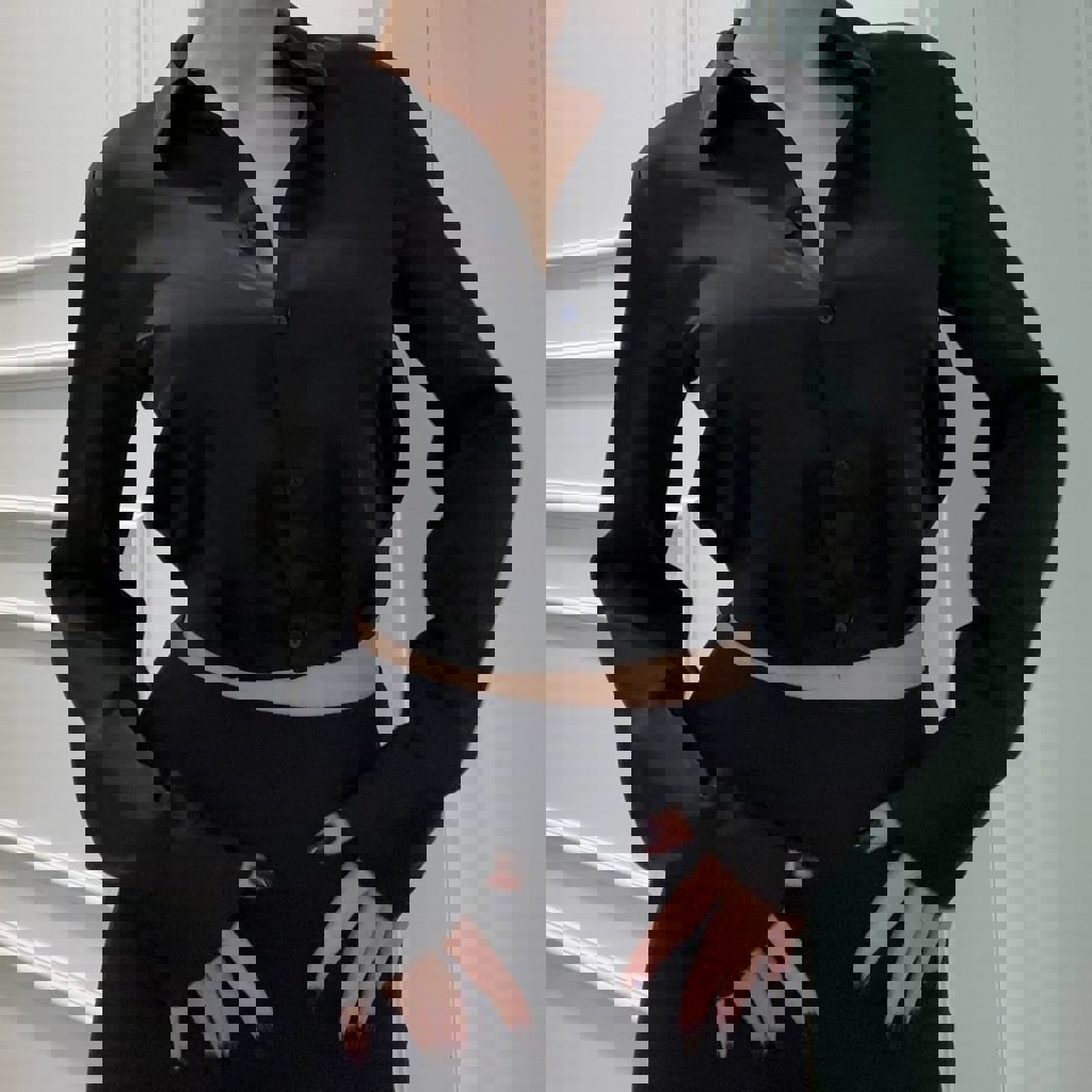 Укороченная рубашка черная