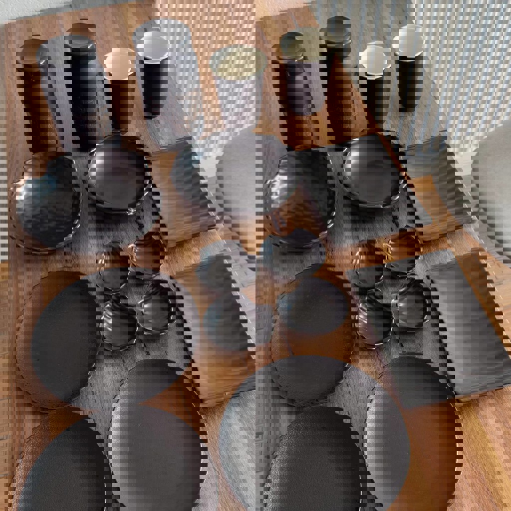 Набор крафтовой чёрной посуды