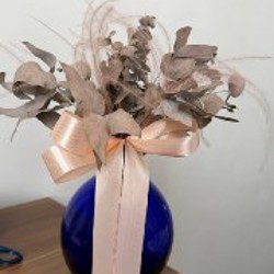 Сухоцветы с бантом + синяя ваза - фото 2