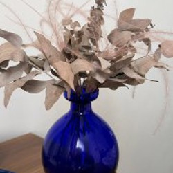 Сухоцветы с бантом + синяя ваза - фото 3