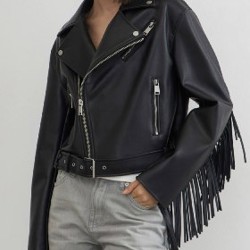 Куртка из искусственной кожи с бахромой - фото 4