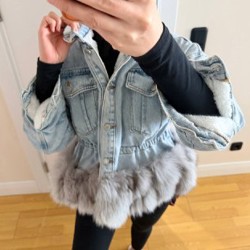 Джинсовая куртка с мехом - фото 5