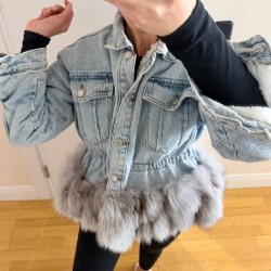 Джинсовая куртка с мехом - фото 7