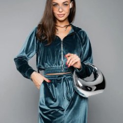 Женский велюровый брючный костюм - фото 4