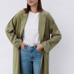 Тренч/куртка оливково-зеленого цвета - фото 2