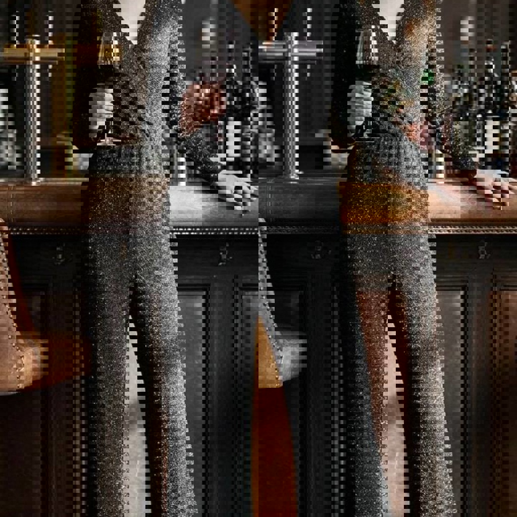 Сверкающий черный комбинезон