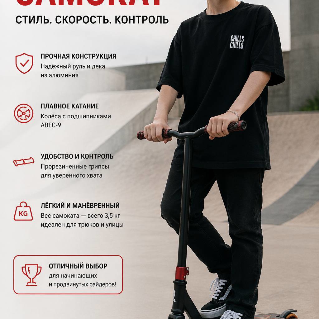 Детский трюковый самокат