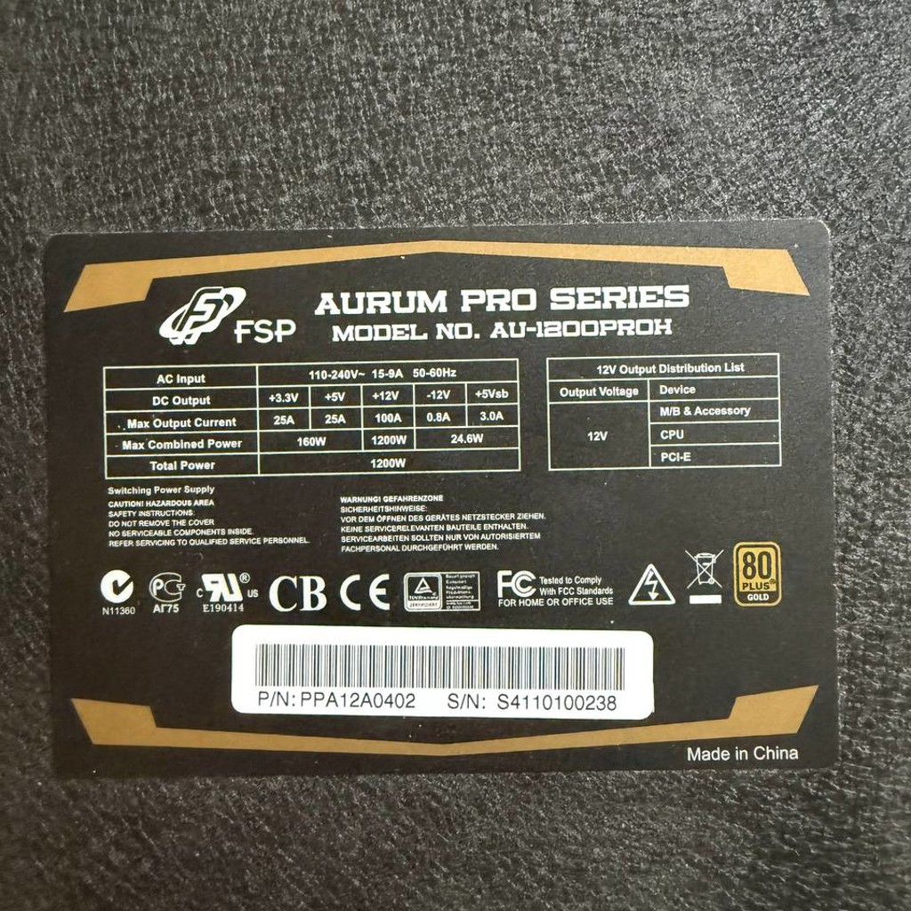 Блок питания FSP Aurum Pro Series AU-1200PRO