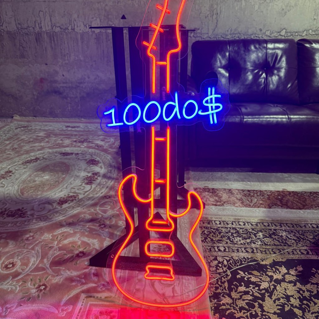 Неоновая LED-вывеска 'Гитара'