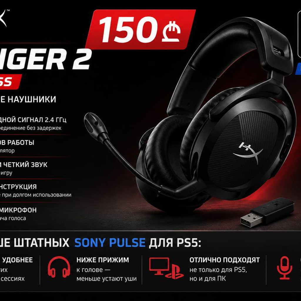Игровые наушники - HyperX Cloud Stinger 2 Wireless