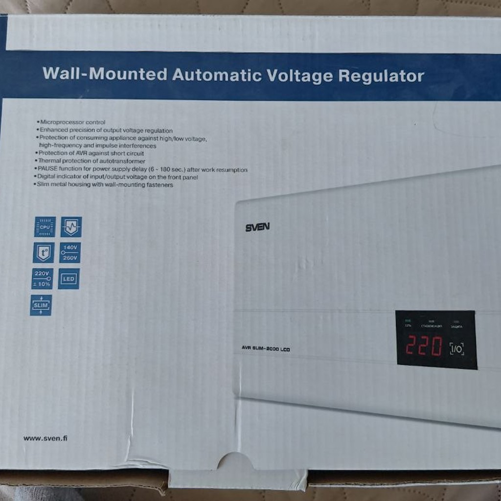 Стабилизатор напряжения SVEN AVR SLIM-2000 LCD