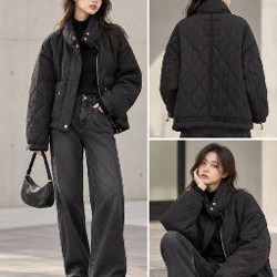 Чёрная стёганая куртка Zara - фото 2