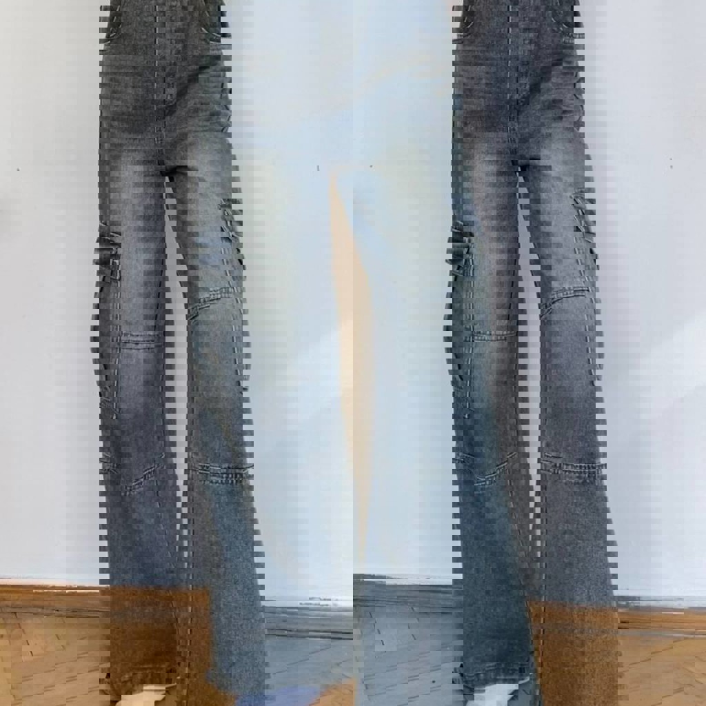 Джинсы карго на резинке