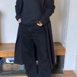 Длинное чёрное пальто - фото 3