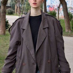 Плащ коричневый, оверсайз - фото 3