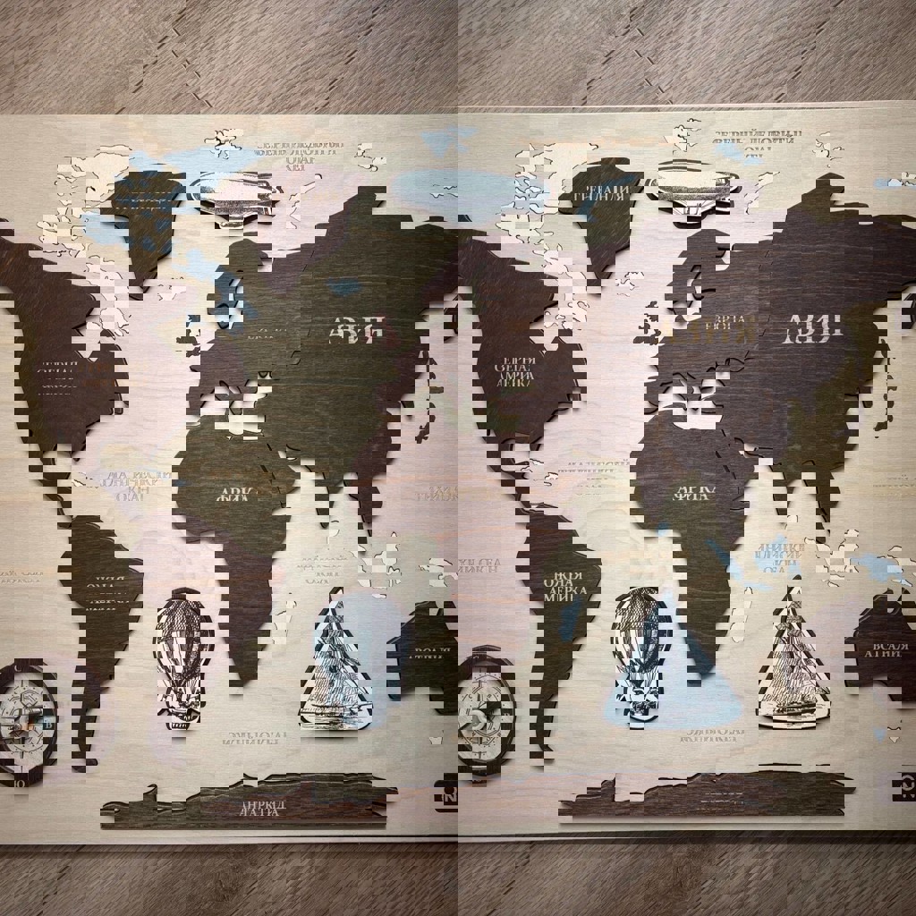 Деревянный пазл «карта мира»