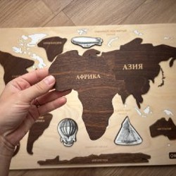 Деревянный пазл «карта мира» - фото 2