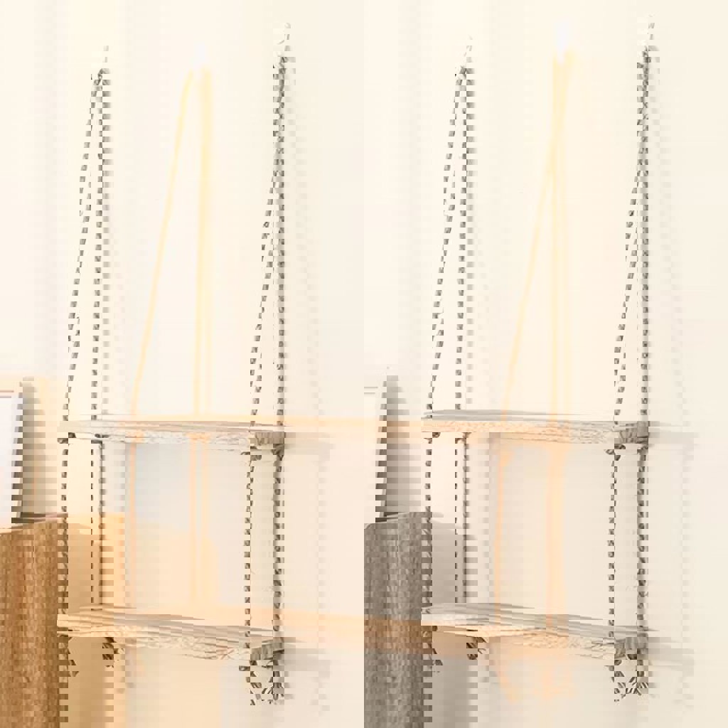 Двухярусная деревянная подвесная полка