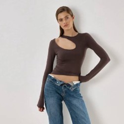 Лонгслив в трендовом цвете мокко - фото 2