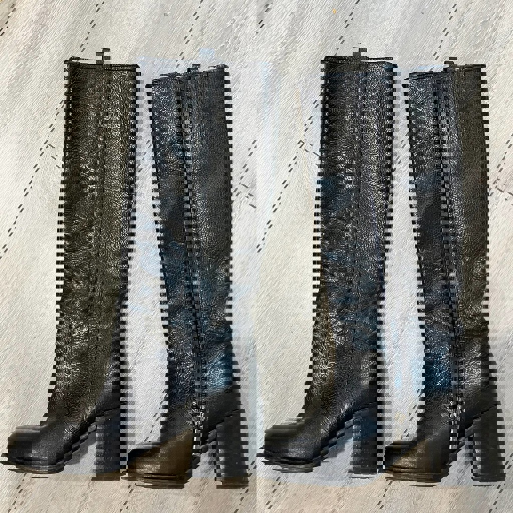 Сапоги черные кожаные