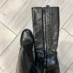 Сапоги черные кожаные - фото 2