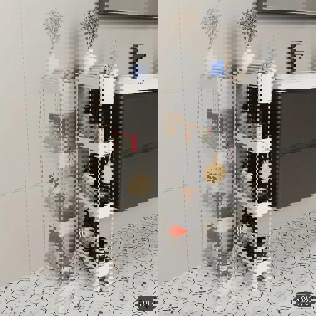 Белый стеллаж на колесиках