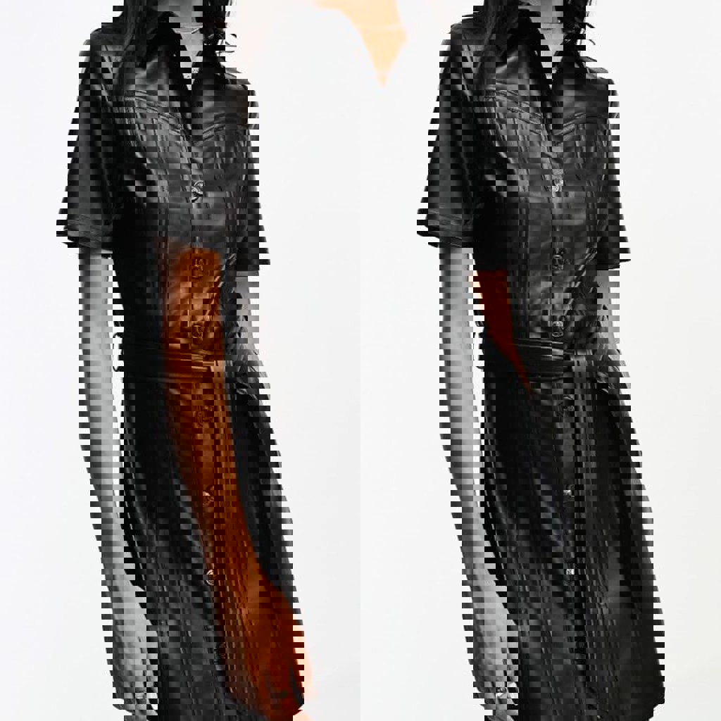 Платье из кожзама Stradivarius