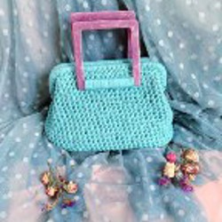 Женская сумка вязаная красная с серым - фото 7