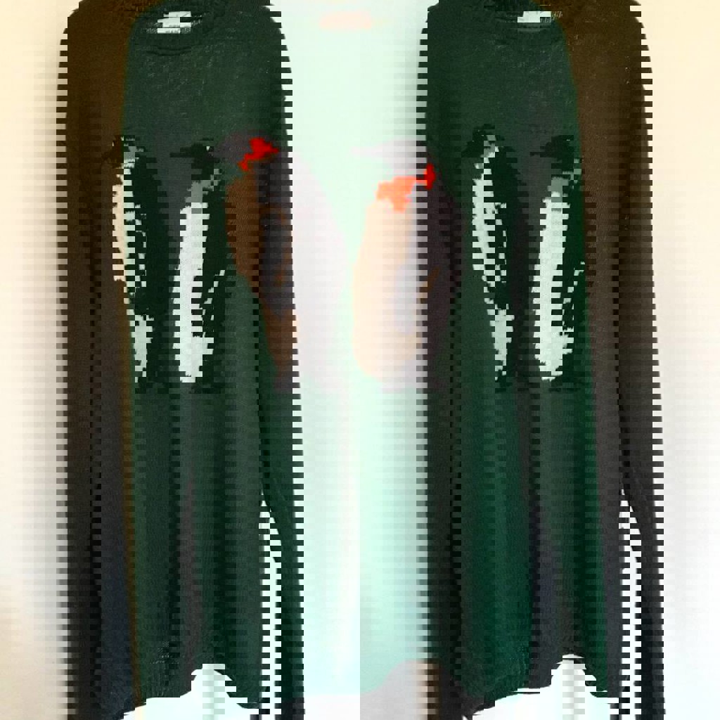 Зеленый свитер с пингвинами