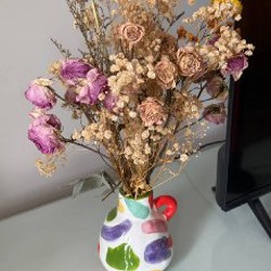 Бежево-белая ваза - фото 1