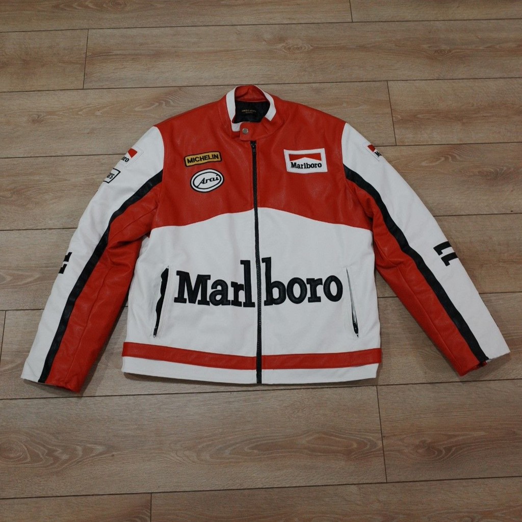 Кожаная мужская мото куртка Marlboro
