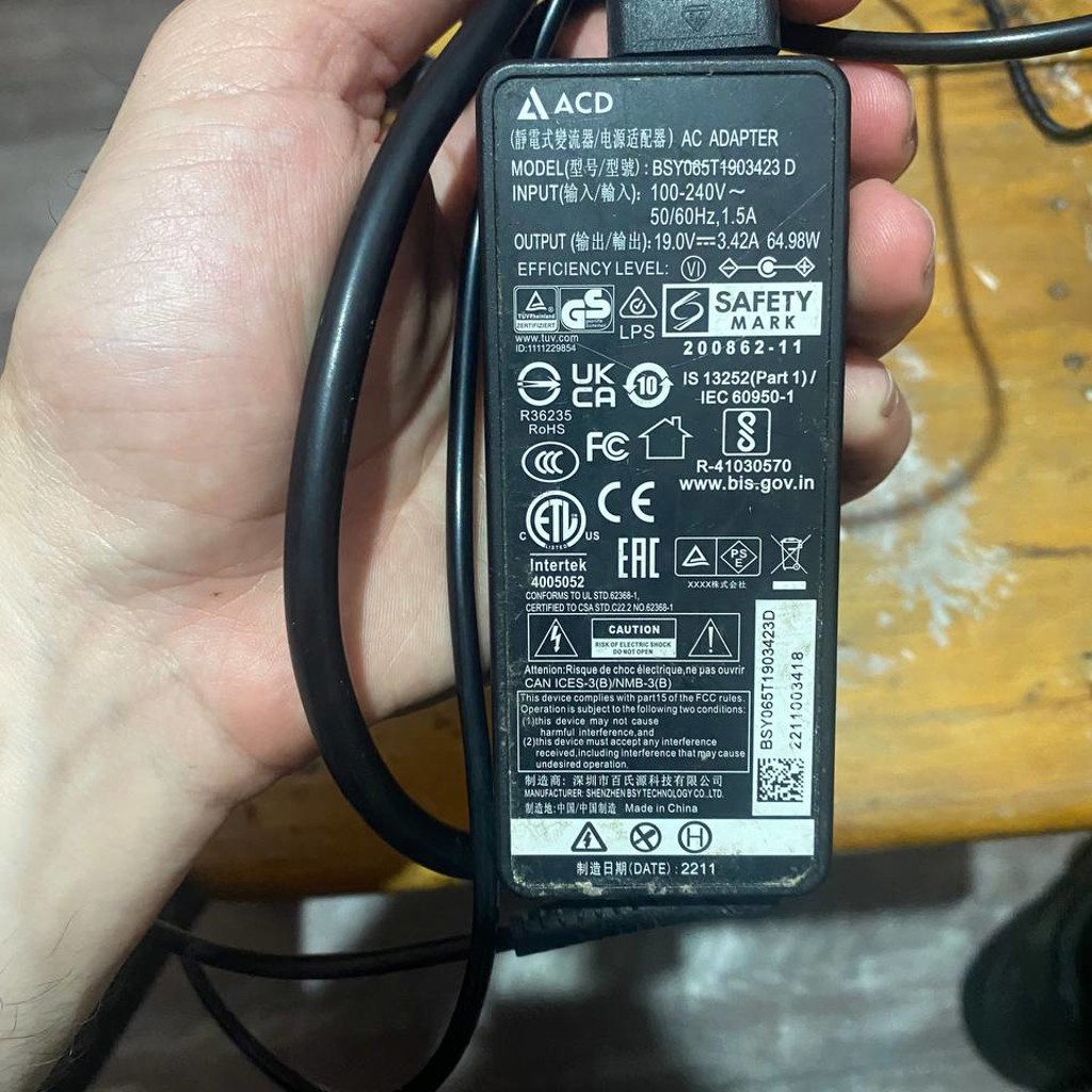 Блок питания ACD 19V 3.42A (65W)