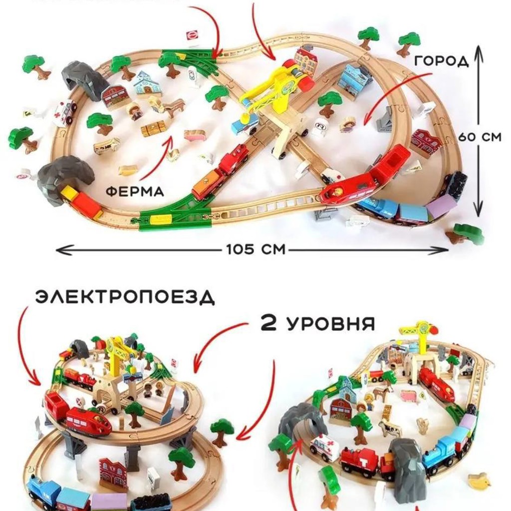 Деревянная железная дорога с электропоездом