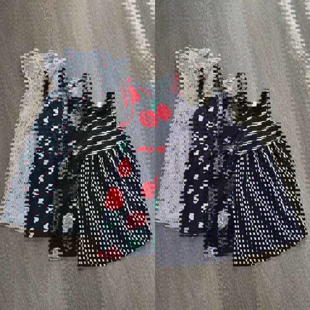 Платье синее в цветок