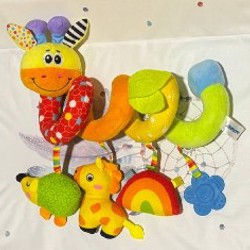 Зайка розовый с пищалкой и погремушкой - фото 1