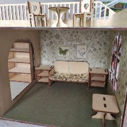 Деревянный домик с мебелью для кукол - фото 3