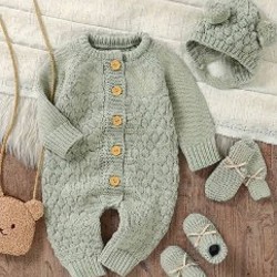 Вязаный комбинезон с пинетками - фото 2