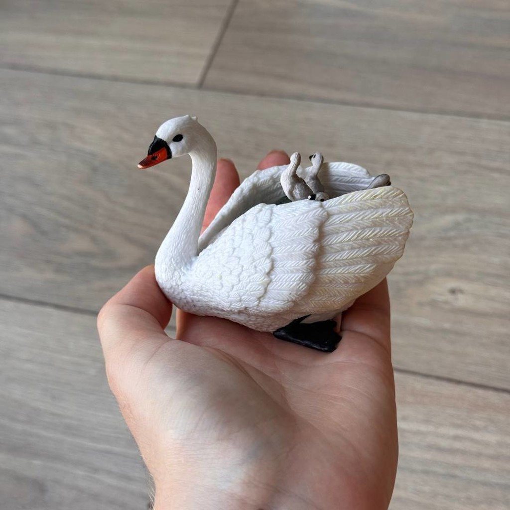 Лебедь с малышами